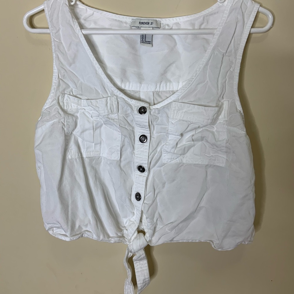 white tied crop shirt